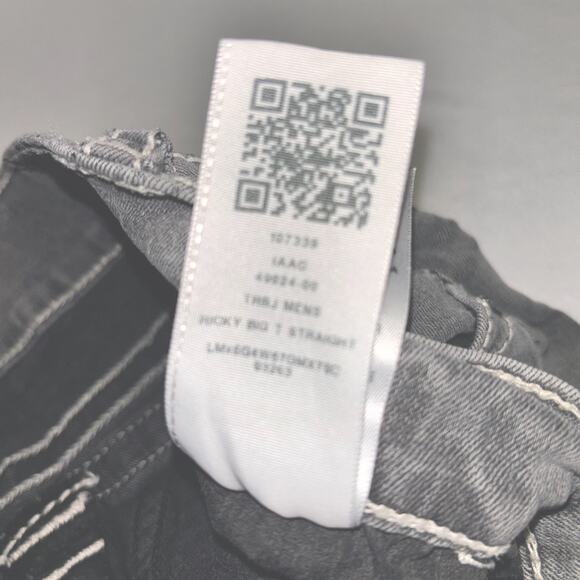 True Religion Jeans 34x32.5 Gray Ricky Flap Pocket Straight Leg Distressed READ - Picture 9 of 11